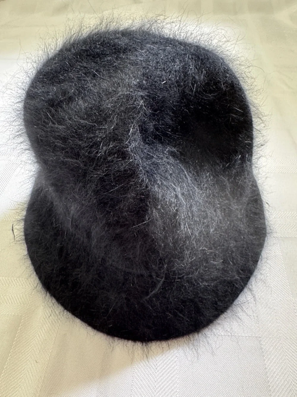Women's Black Angora-Blend Bucket Hat